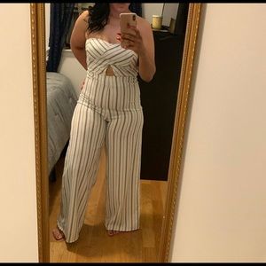 One piece pant suit.